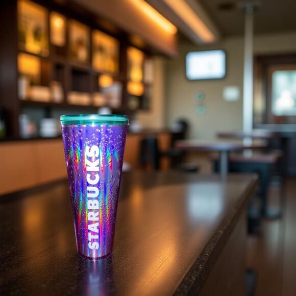 Starbucks 2022 Back to School Purple Holographic Bubble Tumbler Cold Cup 24oz - Picture 1 of 5